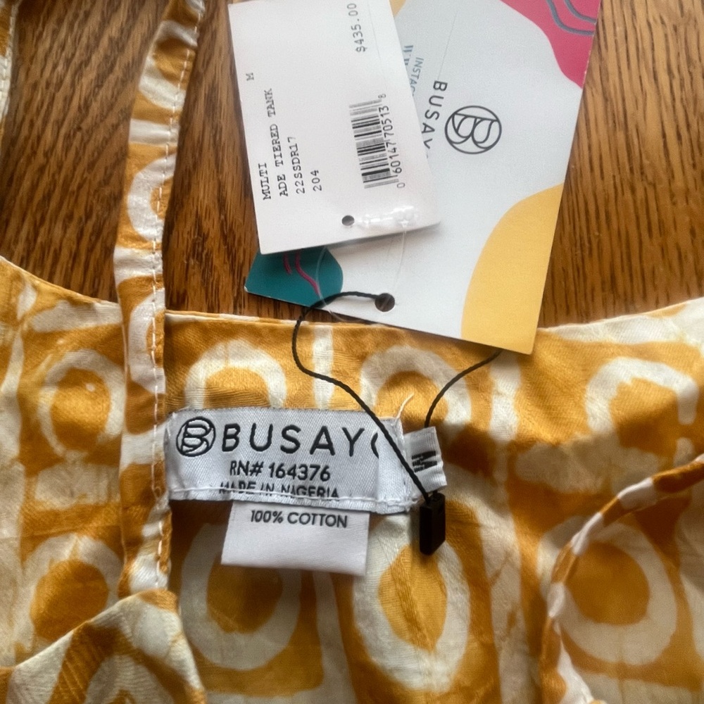 NWT BUSAYO Ade Spaghetti Strap Mixed Batik Tiered Dress Size M Front Pockets - Picture 11 of 12